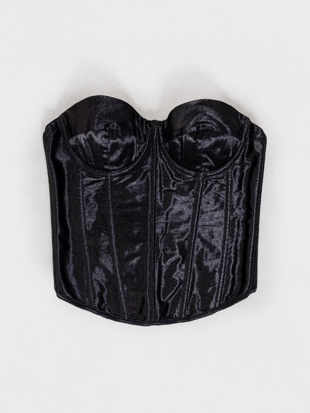 BLACK CORSET Fredericks Of Hollywood Vintage Bustier Satin / Medium Large